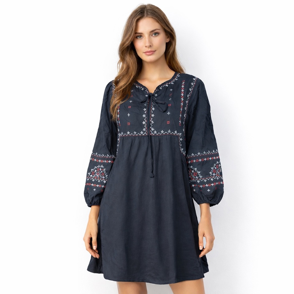 ZOLA Embroidered Navy Tunic Dress – Size XL – NWT
